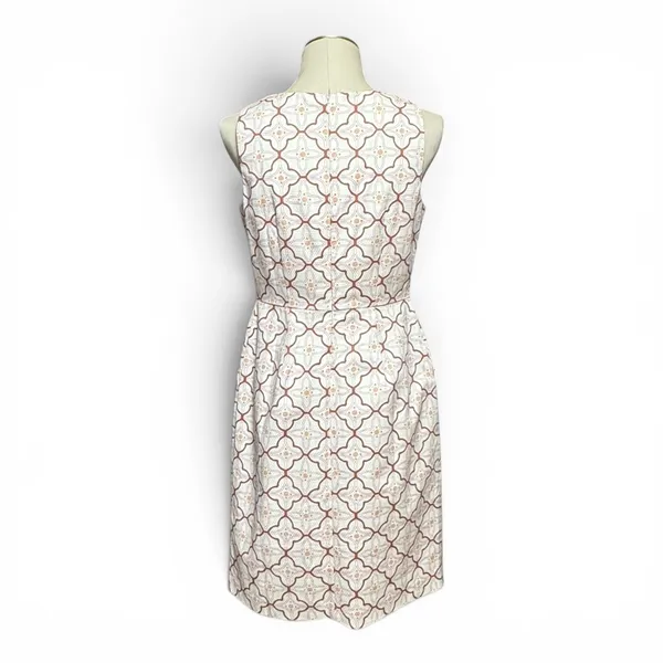Boden Cotton Talia Trellis Sleeveless Sheath Dress Ivory Lavender 6L - Image 4