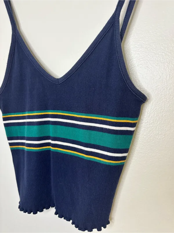 PacSun PS Basics Y2K Striped Ribbed Cropped Cami Tank Top S - Image 4