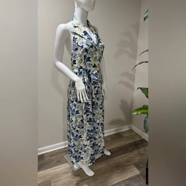 NWT Tuckernuck Lena Midi Dress Size 6 Blue White Floral Belted - Image 6