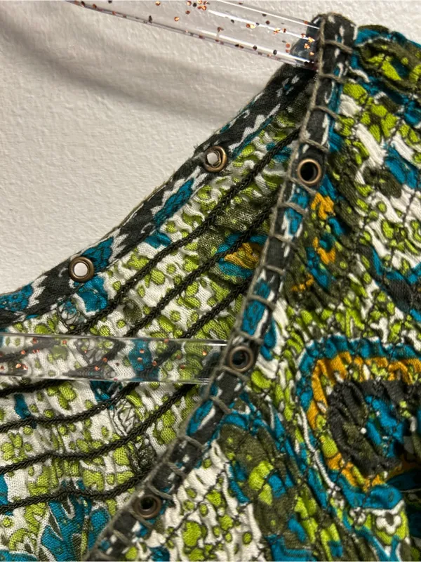 Boho Paisley Peasant Top in Green - Women - Image 5