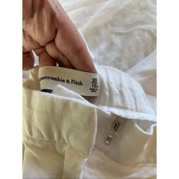Abercrombie & Fitch White Wide Leg Linen Blend Pants Size 10 - Image 2