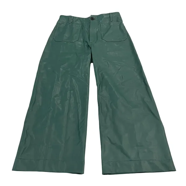 Maeve The Collette Faux Leather Green Wide Leg Cropped Pants Size 30 - Image 2