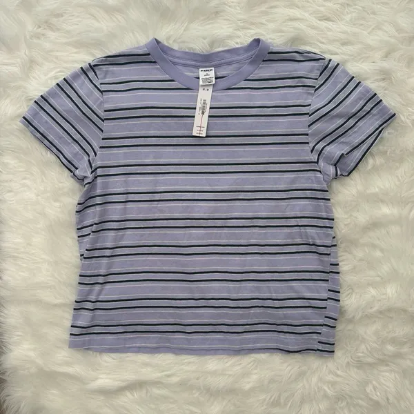 PINK Dreamer Cotton Tee Purple Cloud Stripe Size Medium - Image 3