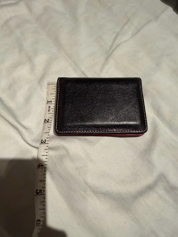 TUSK vintage leather wallet snap clear ID photo window red/black card holder os - Image 7