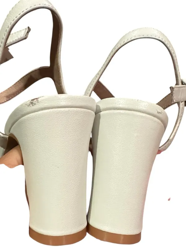 Jo Mercer Alton White Raffia Leather Buckle Block Heel Pointed Toe 37 - Image 5