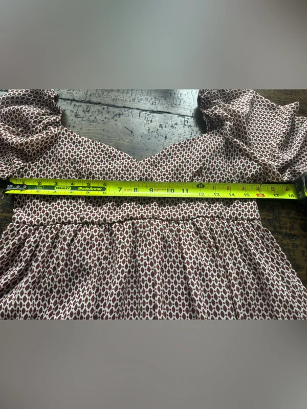 Abercrombie & Fitch Brown Geometric Print Long Sleeve Babydoll Mini Dress Size M - Image 9