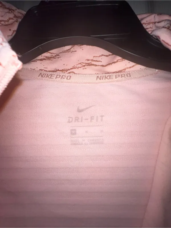 Nike Pro Light Pink Quarter-Zip Stripe-Print Pullover - Image 4