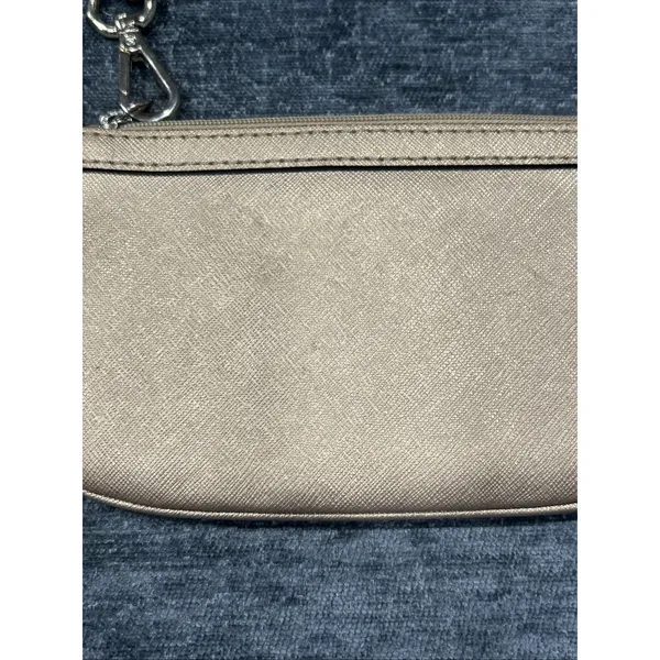 Calvin Klein Saffiano‎ Wristlet Gold Vegan Leather Zip Wallet Pouch Mini Bag - Image 4