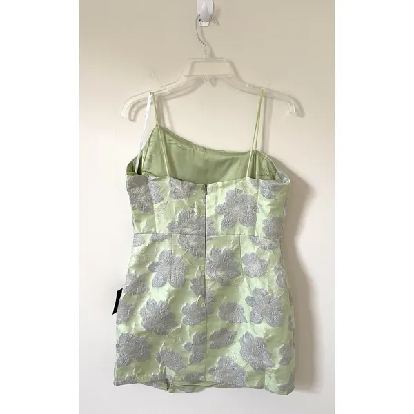 Lulu's Asymmetrical Formal Bodycon Mini Dress Light Green Silver Size Large NEW - Image 6