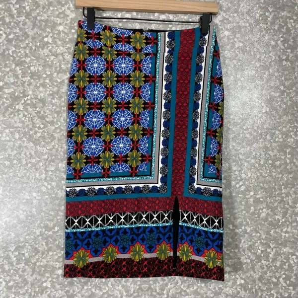 Anthropologie Maeve Women's Tearoom Boho Patterned Knit Pencil Skirt - Size XS - Image 2
