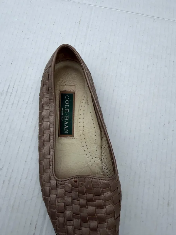 Cole Haan Woven Leather Flats Brown Slip On Loafers Made in Italy - Image 9