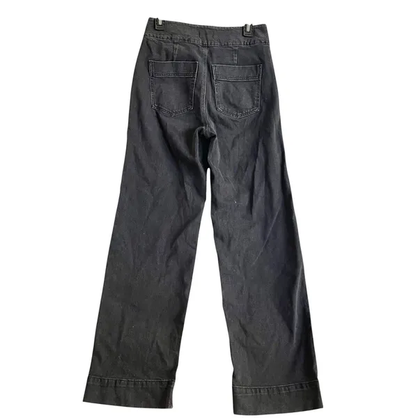 Express High Rise Wide Leg Trouser Jeans Sz 6 R Gray Denim Grunge Edgy Utility - Image 3
