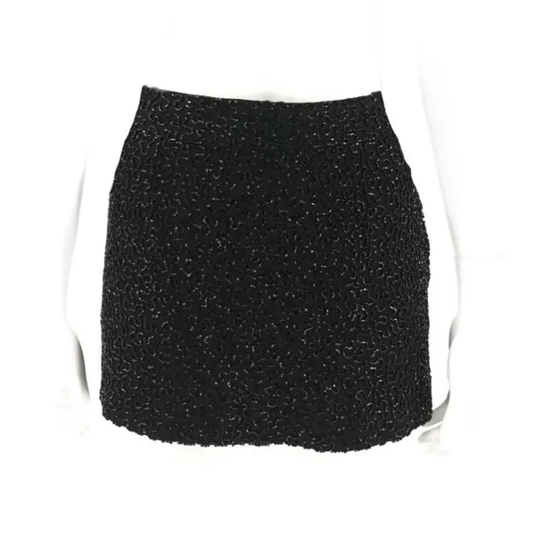 Karina Grimaldi Black Silk Sequin Skirt Sz S $218 - Image 4
