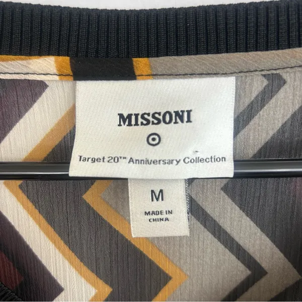 Missoni for Target Zig Zag Brown/Black Pullover V-neck Sheer Blouse Size Medium - Image 5