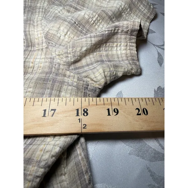 Woolrich Womens 90s Khaki Plaid Cotton Short Sleeve Button Up Shirt Size M - Image 4