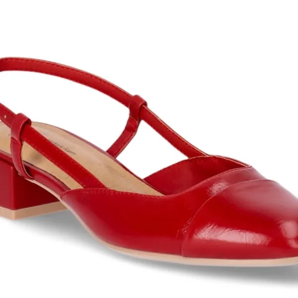 TIME and TRU Womens Red Faux Leather Sling Back Shoes Size 8 Block Heel New - Image 2