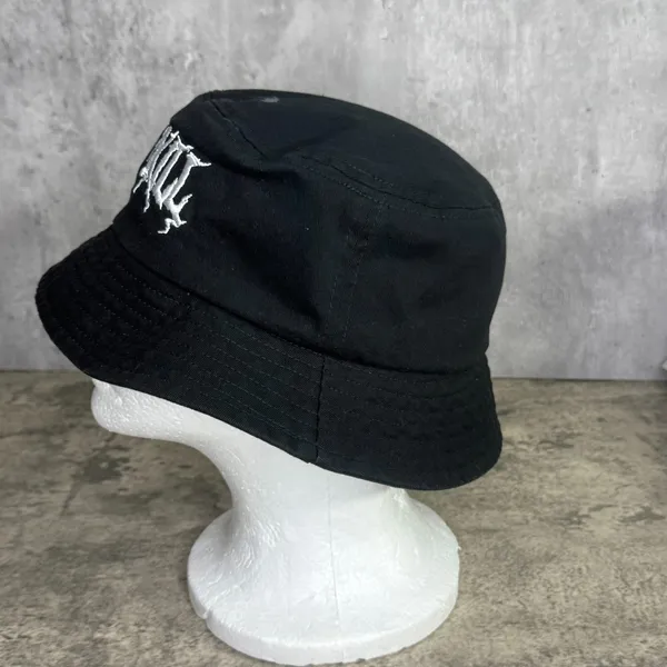 Dolls Kill Bucket‎ Hat Black White OSFM Embroidered Grunge Goth Emo - Image 2