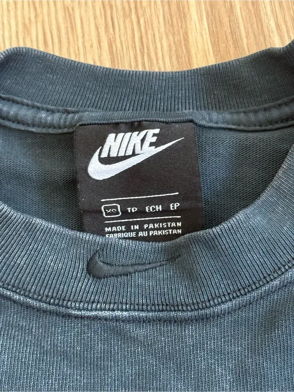 Nike Sportswear Womens Washed T-Shirt Dress XS Blue Mock Neck Pocket Just Do It - Image 5