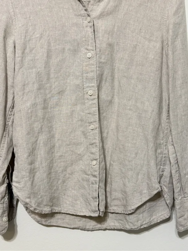 J. CREW Baird McNutt Irish Linen Button Shirt Khaki Coastal Beige Preppy Size 4 - Image 6
