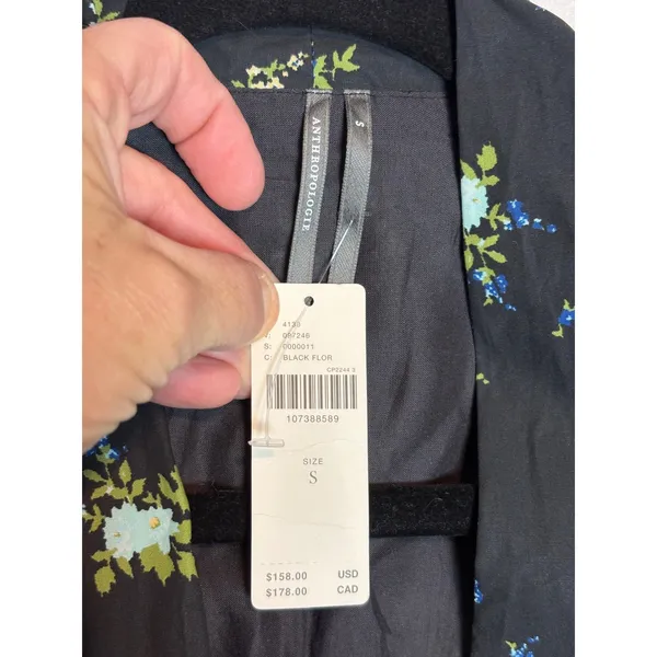 Maeve Anthropologie Tommie Mini Shirtdress Black Floral Smocked Waist Cotton - Image 9