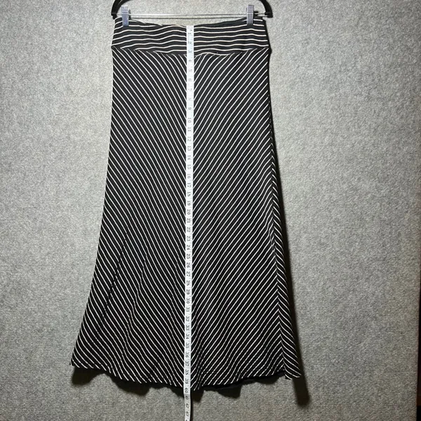 Aventura Womens‎ Black White Striped Maxi Skirt 100% Cotton Chevron Size Medium - Image 3