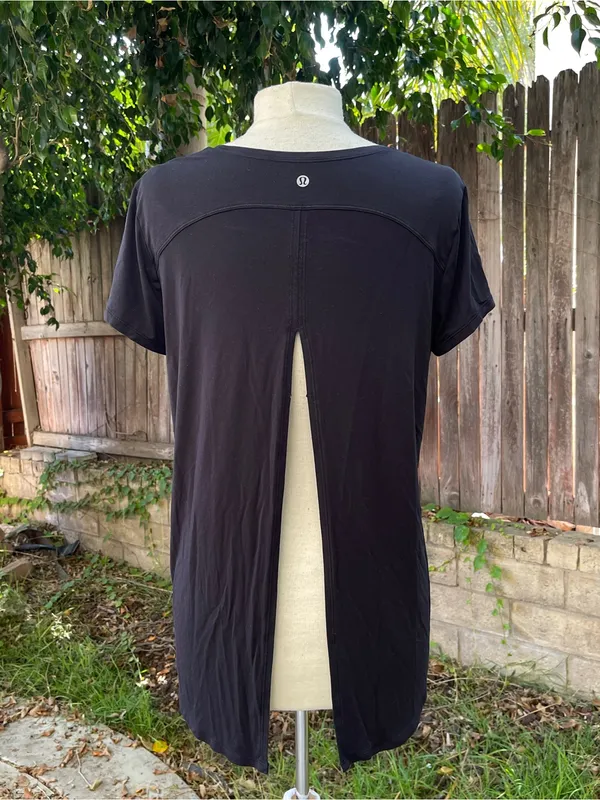 Lululemon Modal Open Up Tied Back T-shirt Black activewear yoga Pilates gym 8 - Image 3