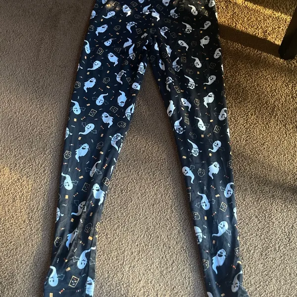 Serra black ghost Halloween velour pants L - Image 8