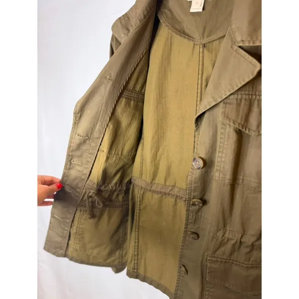 J. Crew Factory Women’s Size Small 100% Cotton Utility Safari Jacket Olive Green - Image 5