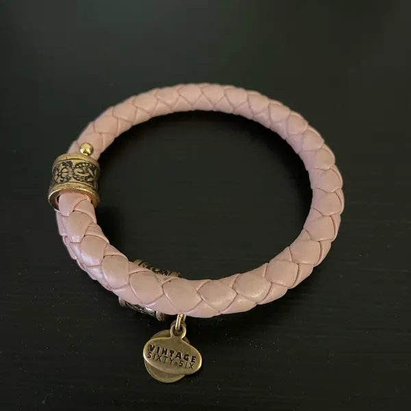Alex and Ani Vintage 66 Pink Leather Wrap Bracelet - Image 3