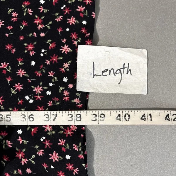 Vintage Ditzy Floral Skirt Size 14 Black Dark Romantic Church Modest Grunge Cute - Image 10
