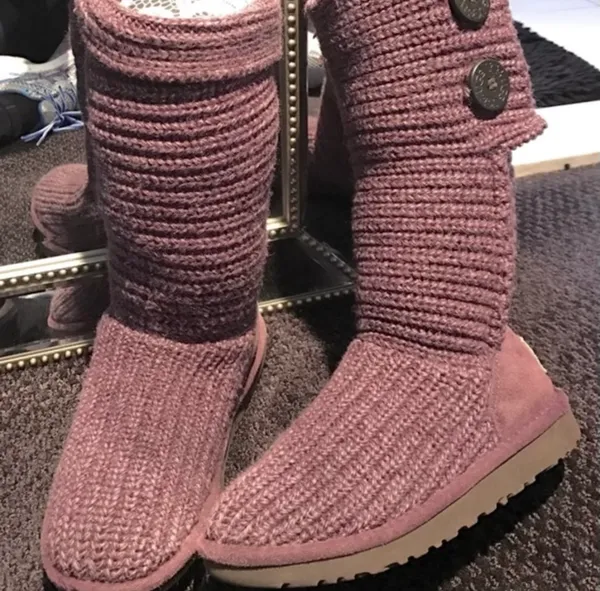 UGG Classic Purple Cardy Tall Knit Boots - Image 2