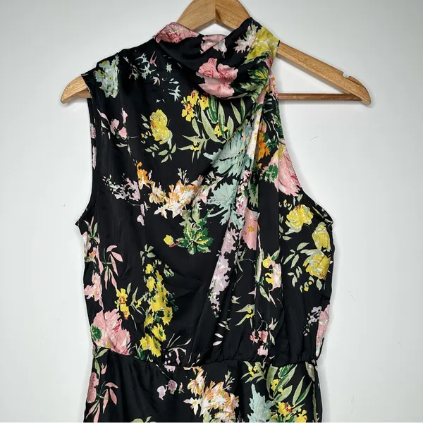 Petal + Pup Anabelle Halter Neck Black Floral Mini Dress Size Medium - Image 7