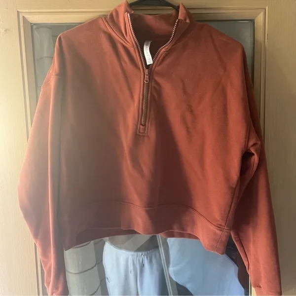 Fabletics Kat Half Zip Pullover Java Brown Cropped Sweatshirt Size Small - Image 8
