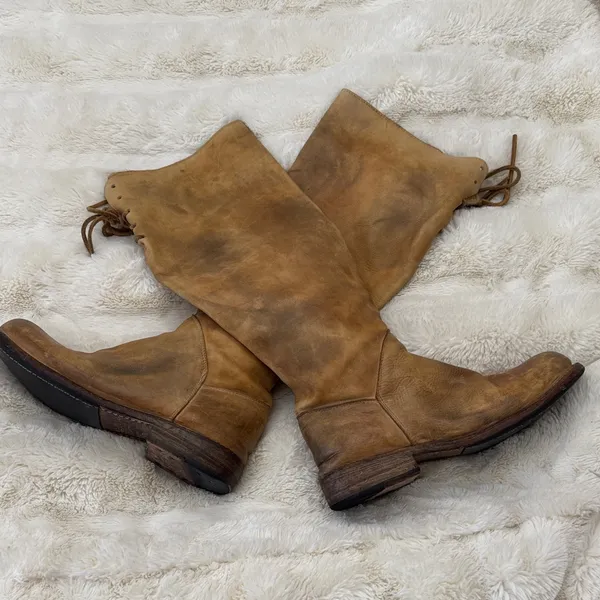 Bed Stu Manchester Cobbler Tall Leather Riding Boots Lace Back Rustic sz 7 - Image 3