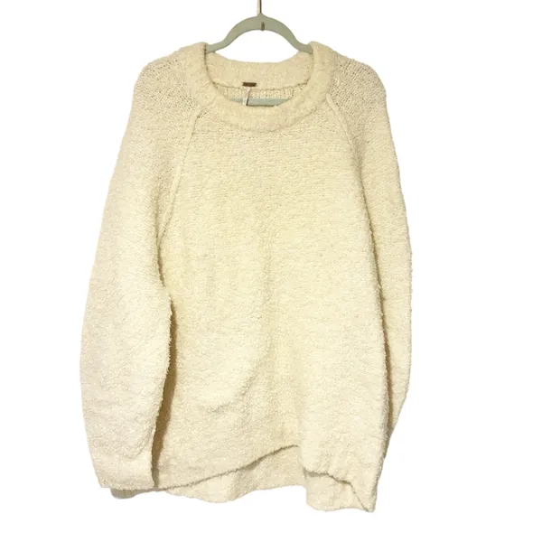 Free People Women's Cream Teddy Long-Sleeve Sweater Tunic Nubby‎ Size XL - Image 2