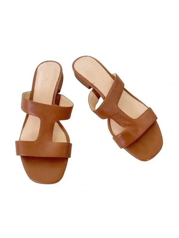 J. Crew Leather Hazel Cutout Flat Sandals Rich Oak Size 8 retail $138 - Image 5
