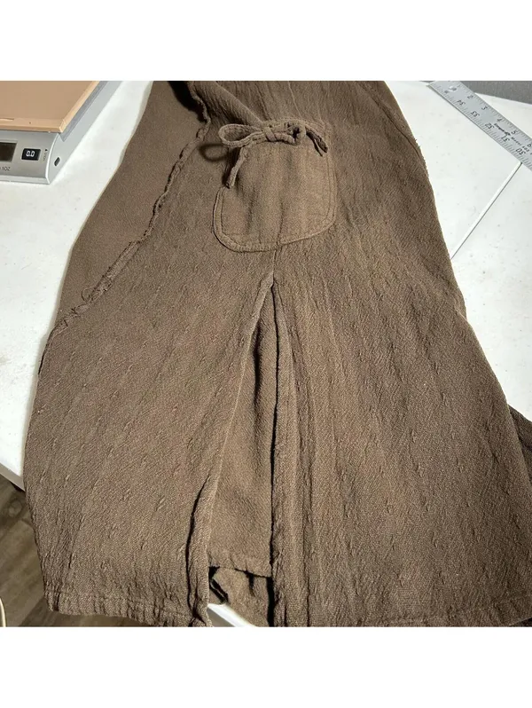 Brown Boho Chic Cotton Gauze Wide Leg Palazzo Pants Size Medium Lagenlook - Image 6