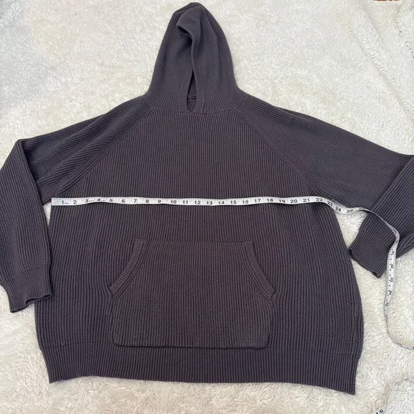 Edikted Women's Wynter Oversized Ribbed Hoodie Gray Sz M College Casual Preppy - Image 3