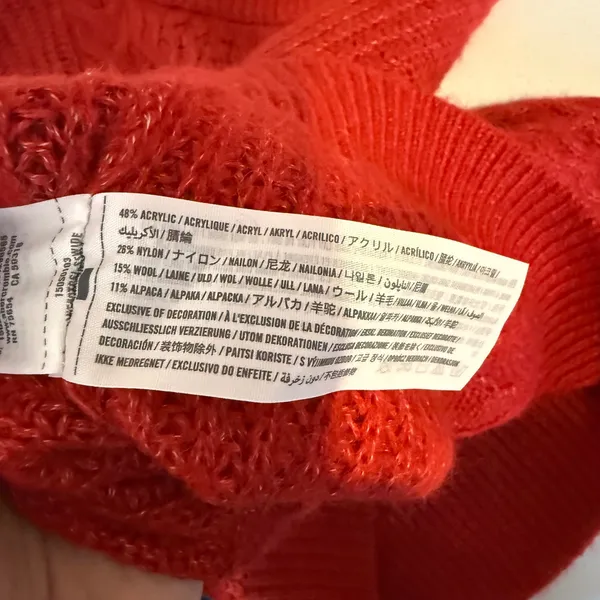 Abercrombie Fitch Red Cable Knit Sweater Women Medium Cozy Warm‎ Winter Holiday - Image 3
