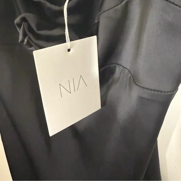 NWT NIA Rosa Mini Dress Satin Black Size Medium - Image 7