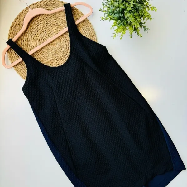 Anthropologie Maeve Dress Navy/Black Colorblock Sleeveless Pleated‎ Back Size M - Image 2