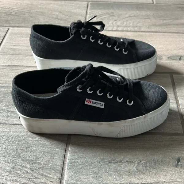 Superga Black and White Canvas Sneakers - Image 4
