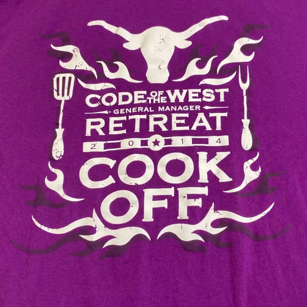 Hanes Graphic Tee Women XL Purple Code‎ of the West Cook Off BBQ Grill Shirt EUC - Image 4
