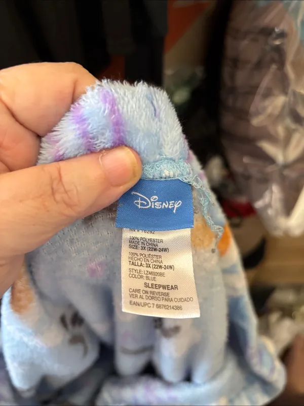 Disney Olaf Plush Fleece Pajama Pants - Light Blue with Purple Drawstring 3X - Image 3