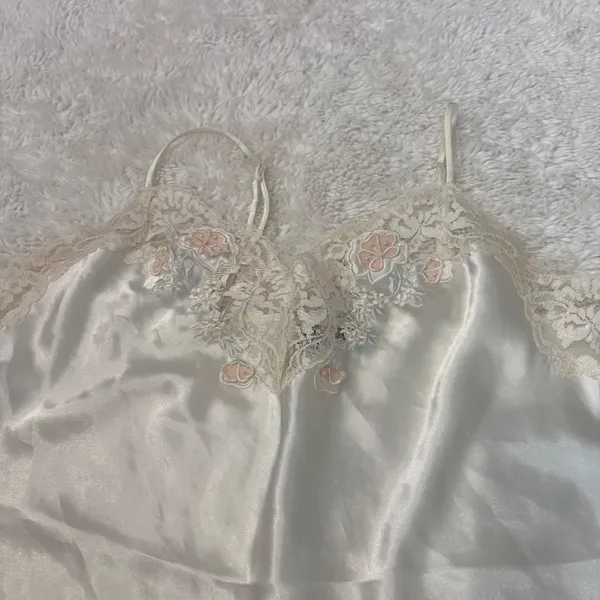 Vtg Val Mode Babydoll Sexy Lingerie Ivory Satin Lace M Cottage Core Soft Coquett - Image 5