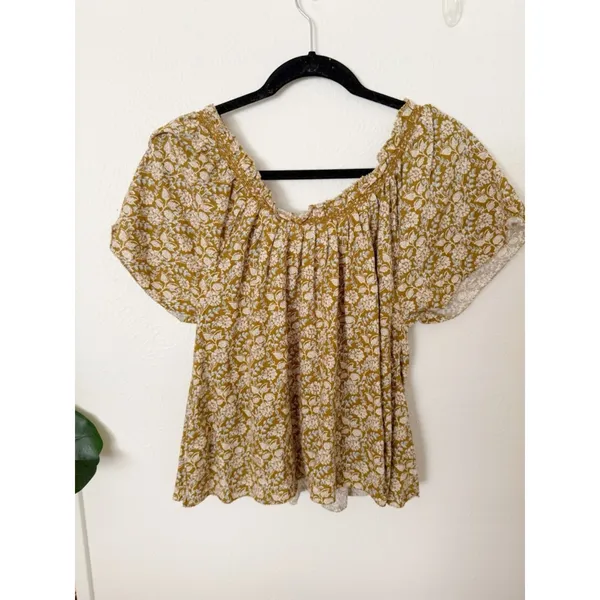 Faherty Annabelle Floral Short Sleeve Top Sz S - Image 3