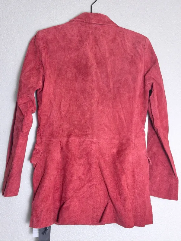 NWT BlankNYC Suede 100% Leather Double Breasted Blazer S Stolen Kiss Red - Image 8