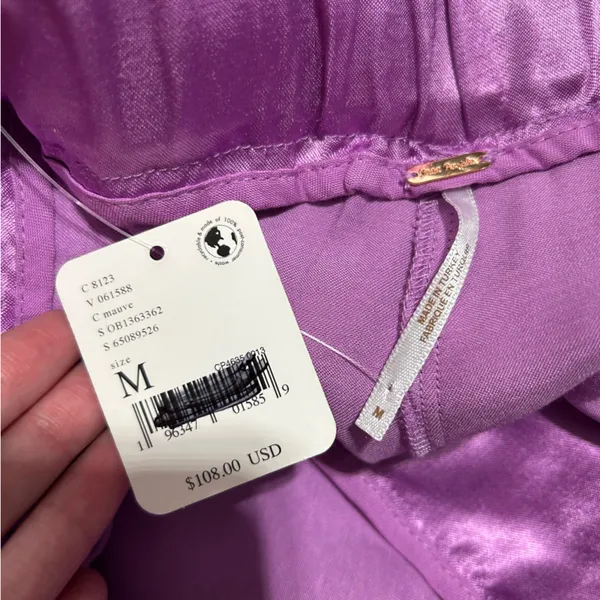 Free People Good Days Satin Trousers Purple Medium Festival Party Going Out - Image 8