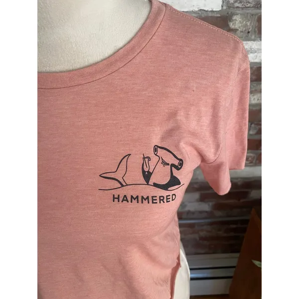 Beach Bum Threads Surf Club Crop Tee Small Pink Hammerhead Shark Graphic T-Shirt - Image 2