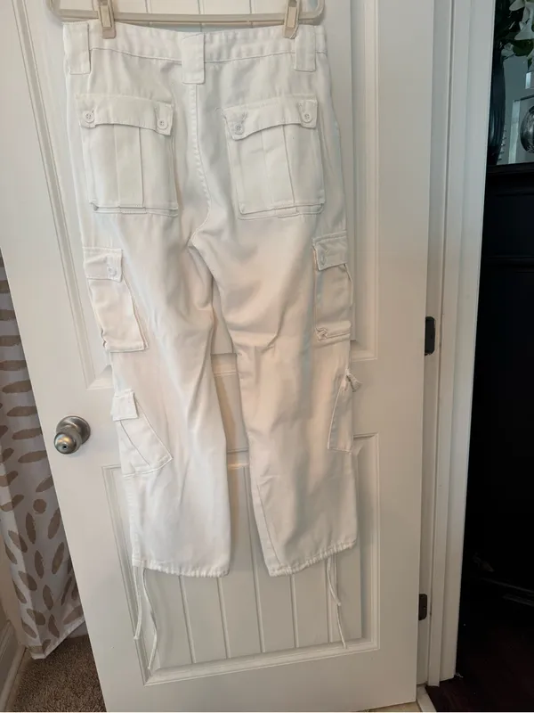 White Cargo Jean Pants Size XL - Image 2